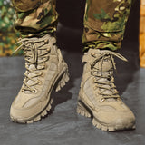 Fujeak Men's Military Tactical Boots Autumn Winter Waterproof Leather Desert Safty Work Shoes Combat Ankle Mart Lion   