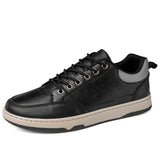 Shoes Men's Korean Casual Sweater Casual Safety Natural Walker Leather Tennis Sports MartLion Black 44 