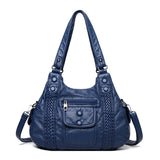 Women Luxury Handbags Bags Designer Vintage Soft Leather Female Satchel Motorcycle Tote Messenger Mart Lion Blue 33cm 12cm 26cm 