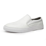 High End Men's Genuine Leather Casual Shoes Concise Cool Slip-on Loafers Flat Skate Mart Lion White 38 
