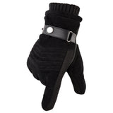Winter Men's Gloves Touch Screen Warm Casual Gloves Mittens Outdoor Sport Full Finger Solid Glove MartLion Black B  