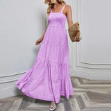 Loose Women's Dress Elegant Printed Floor-Length Dresses For Camisole Frock Sleeveless Frocks MartLion Purple S CHINA