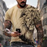 Beast Fierce Lion Wolf 3D T Shirt  Summer Men's Oversized Short Sleeve Black and White MartLion C01-dxcl-220807-120 XL 