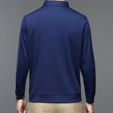 Buttons Neckline Long Sleeve Solid Color Men's Shirt Autumn Slim Fit Lapel Office Pullover Top MartLion   