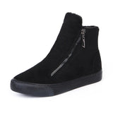 Winter Snow Boots Women Winter Shoes Zip Warm Plush Cold Winter Flat Cotton Ladies Ankle Black MartLion   