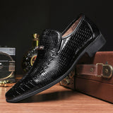 Pointed Toe Dress Shoes For Men's Luxury Crocodile Formal Footwear Loafers Slip On Wedding Zapatos Hombre Mart Lion   