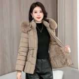 Down winter Jacket Women Parkas  Warm Cotton Padded Coat Ladies Short Overcoat Hooded MartLion   