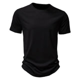 Outdoor Casual T-shirt Men's Pure Cotton Breathable Crew-Neck Short Sleeve Mart Lion Black EU size S 