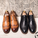 Brogue Men's Dress Shoes Elegant Microfiber Leather Formal Oxfords Mart Lion   