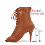 Latin Shoes Ladies Salsa Ballroom Party Women's Boots Yellow Black Girls High Heel Dance Boots MartLion