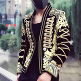 Black Gold Men's Slim Suit Embroidered Coat Chinese Style Phoenix Robe Casual Dress MartLion   