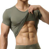 Men's Sheer Undershirts Ice Silk Mesh See through Basics Shirts Fitness Bodybuilding Underwear MartLion   