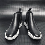 Flat sole men's chelsea boots Casual Ankle Slip leather Formal Footwear Masculina Mart Lion   