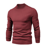 Winter Turtleneck Thick Men's Sweaters Casual Turtle Neck Solid Color Warm Slim Turtleneck Sweaters Pullover Mart Lion MD001-Red Size S 50-55kg 