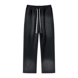 Thick Fleece Sport Pants Men  Washed Drawstring Waist  Track Pant MartLion XL Black 