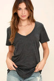 Summer Casual Cotton Tee Tops Female Stretch Women Solid T-shirts V Neck Short Sleeve MartLion GRAY XXXL 