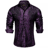 Style Long Sleeve Shirts Men's Luxury Green Paisley Social Dress Shirt Clothing MartLion