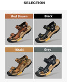 Summer Genuine Leather Men's Sandals Design Breathable Casual Shoes Soft Bottom Outdoor Beach Sandals Mart Lion   