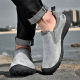 Men's Casual Sneakers Suede Leather Loafers Shoes Driving Moccasins Handmade Breathable walking Footwear Mart Lion   