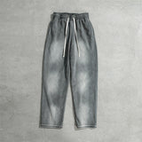 Winter Men's Washed Fleece Pants Warm Straight Trousers MartLion Dark Grey L CHINA