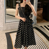 Women's Dresses  Summer  Loose None Sleeve Polka Dot Shoulder Dresses MartLion   