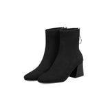 Winter Black Yellow Women Mid Calf Boots Lady Shoes High Square Heels MartLion   