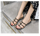 Summer Slides Women Rivets Slippers Open Toe Shoes Flats Sandals Outdoor Footwear Summer Cute Sandals Mart Lion   