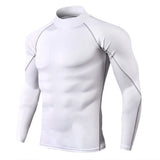Men's Bodybuilding Sport T-shirt Quick Dry Running Shirt Long Sleeve Compression Top Gym T Shirt Fitness Tight Rashgard MartLion White M 