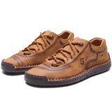Classic Casual Shoes Men's Lace Up Sewing Leather Outdoor Sneakers Work Daily Mart Lion Brown 38 