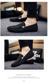 Men's Slip-On Canvas Shoes Loafers Breathable Sneakers Casual Soft Non-slip Driving Flats Black Mart Lion   