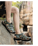 Summer Men's Sandals Soft Leather Roman Outdoor Outdoor Beach Sneakers Slippers Wading