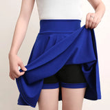 Flared Skirts Women's Basic Shorts Skirt Black Casual Mini Skater Medium Pleated Fluffy Skirt MartLion Blue XXL 