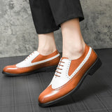 Autumn Trendy Brown Men's Brogues Shoes Leather Oxford Formal Lace-up Casual Chaussure Cuir MartLion   