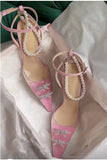 Soft PVC Women Sandals Luxury Rhinestones Peals Chains High heels Gladiator Summer Wedding Shoes MartLion   