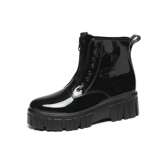 Women Outer Wear Rain Boots Cute Waterproof Shoes Short Middle Slip Women Rain Solid Thick Sole Rubber MartLion black 36 