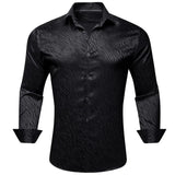 Men's Shirts Silk Satin Solid Plaid Black White Red Blue Green Slim Fit Tops Casual Long Sleeve Lapel Blouses Barry Wang MartLion   