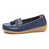 Spring Autumn Women Genuine Leather Loafers Flats Moccasins Shoes Casual Ladies Black MartLion Blue 36 