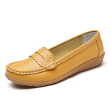 Women Flats Genuine Leather Shoes Platform Casual Soft Loafers Shallow Slip On Nurse Ladies MartLion   