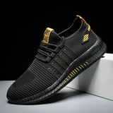 Walking Shoes Casual Leather Soprts Shoes Men's Baskets Tennis Outdoor Sneakers MartLion 6766-black yellow 39 