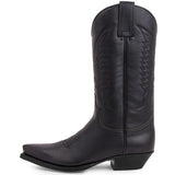 Mid-calf Boots Woman Side Zipper Pointed Western Retro Black Hombre MartLion black 39 