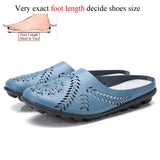 Summer Genuine Leather Slip On Flat Shoes Women Flats Breathable Casual 9 Colors Blue Black Beige Mart Lion LightBlue 34 