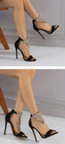 Liyke Color Rhinestone Women's Sandals High Heels Crystal Ankle Strap Summer Open Toe Stripper Shoes Stiletto MartLion   