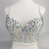 Women Bra Rhinestone Corset Party Clothes Lady Push Up Bra Woman Tops Clothing Gothic Shaper Vintage Bra Underwear MartLion 8-white XL 