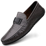 Men's Loafers Slip On Leather Casual Shoes Spring Summer Hombre Loafer Designers MartLion Gray 46 