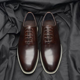 Handmade Genuine Cowhide Leather Men's Formal Shoes Whole Cut Lace-up Dark Brown Casual MartLion   