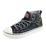 Denim Shoes Women Sneakers High top Thick Sole Ladies MartLion Black 5.5 