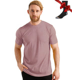 100% Merino Wool T Shirt Men's Base Layer Merino T shirt 180G Everyday Undershirt Wicking Breathable Anti-Odor + Hiking Socks MartLion Dk Brick USA Size M 