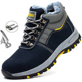 Winter Boots Men's Steel Toe Cap Safety Boots Work Shoes Puncture-Proof Work Plush Warm MartLion   