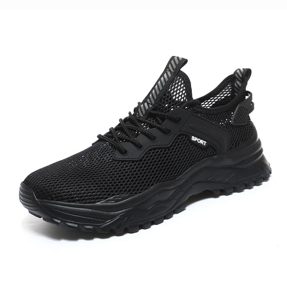 Casual Lightweight Sneakers Summer Breathable Mesh Shoes Men's Outdoor Running Footwear Non-slip MartLion black 38 