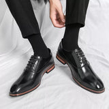 Luxury Men's Shoes Casual Pointed Oxford Wedding Leather Dress Gentleman Office MartLion   